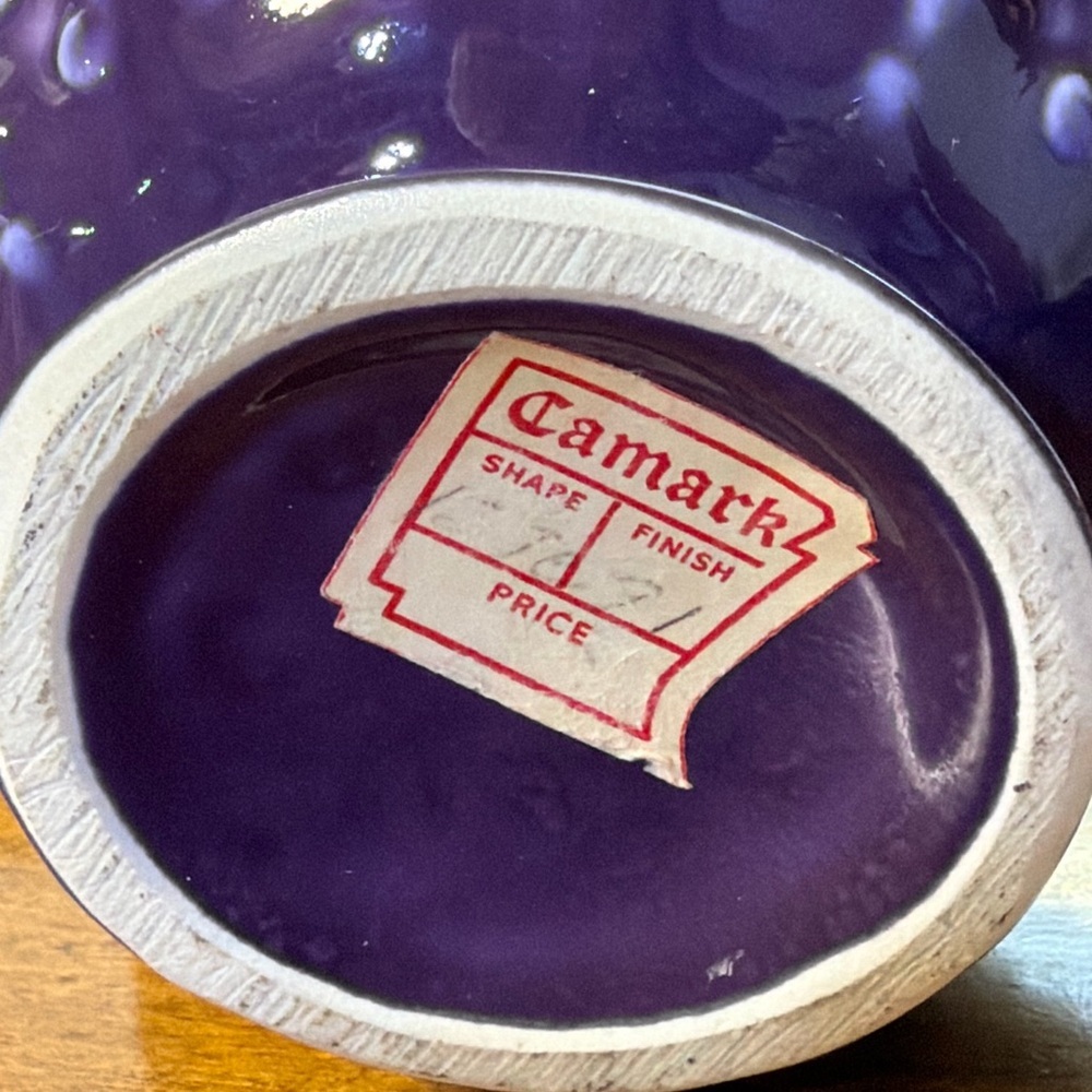 Camark Pottery Pitcher Embossed Ornate Purple Baroque Style Vintage - Picture 4 of 12